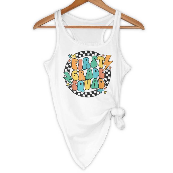 Back To School Groovy Teacher 1st First Grade Crew Squad Flowy Tank, novelty gifts, funny gifts Back To School Groovy Teacher 1st First Grade Crew Squad Flowy Tank, novelty gifts, funny gifts