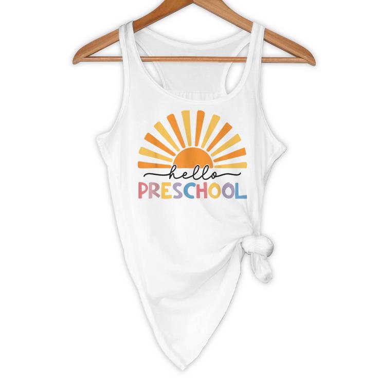 Back To School Hello Preschool For Kids Teacher Women Flowy Tank, novelty gifts, funny gifts Back To School Hello Preschool For Kids Teacher Women Flowy Tank, novelty gifts, funny gifts