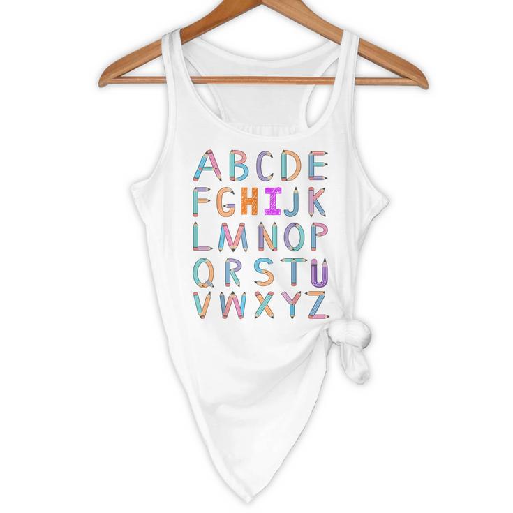 Back To School Kindergarten Alphabet ABC Teacher Women Kids Flowy Tank, novelty gifts, funny gifts