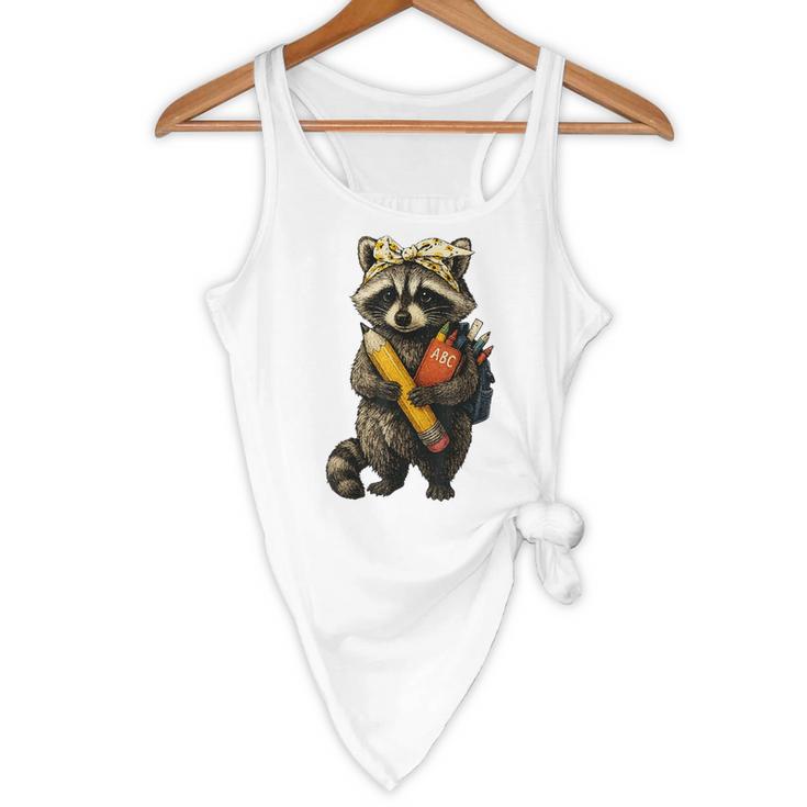 Back To School Raccoon Teachers Student Kids Flowy Tank, novelty gifts, funny gifts