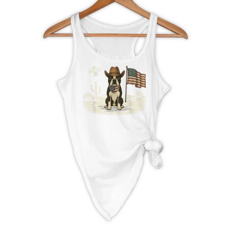 Boston Terrier 4th Of July US American Flag Dog Patriotic Flowy Tank, novelty gifts, funny gifts