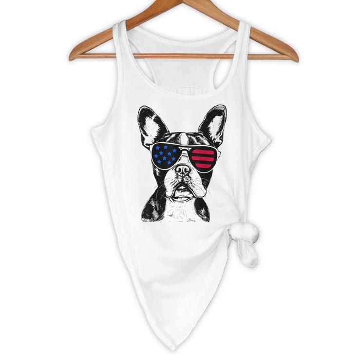 Boston Terrier Dog 4th July America USA Flag Men Women Kids Flowy Tank, novelty gifts, funny gifts