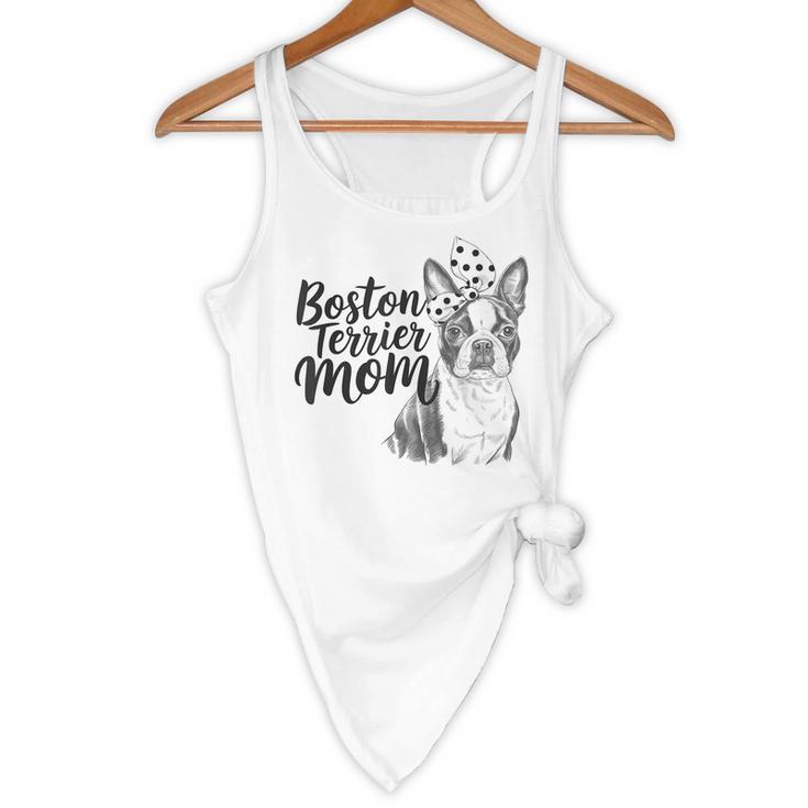 Boston Terrier Dog Bostie Mom Idea For Women Flowy Tank, novelty gifts, funny gifts