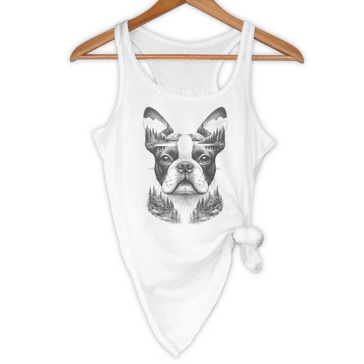 Boston Terrier Dog Bostie Nature Memorial Idea Men Women Flowy Tank, novelty gifts, funny gifts
