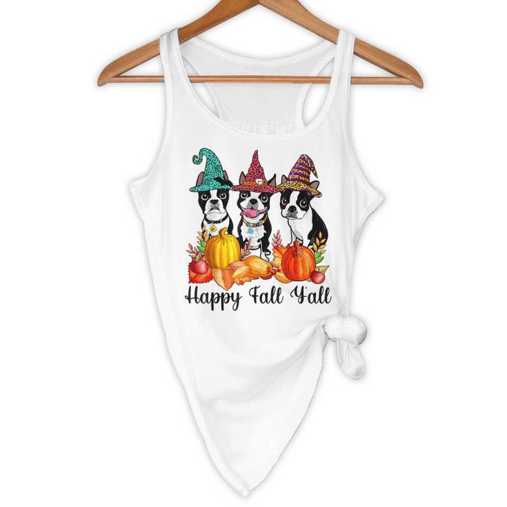 Boston Terrier Dog Lover Fall Ya'Ll Halloween Costume Men Women Flowy Tank, novelty gifts, funny gifts