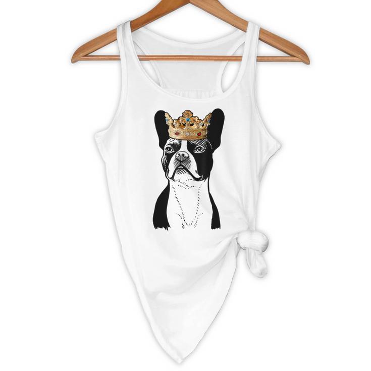Boston Terrier Dog Wearing Crown For Men Women Girls Kids Flowy Tank, novelty gifts, funny gifts