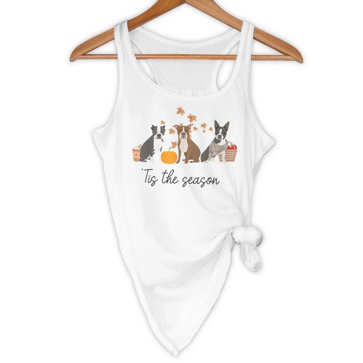 Boston Terrier Fall Pumpkin Tis The Season Autumn Women Flowy Tank, novelty gifts, funny gifts