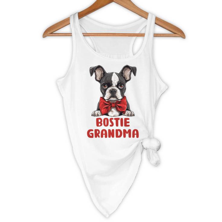 Boston Terrier Grandma Dog Lovers Puppy Bostie Owner Flowy Tank, novelty gifts, funny gifts