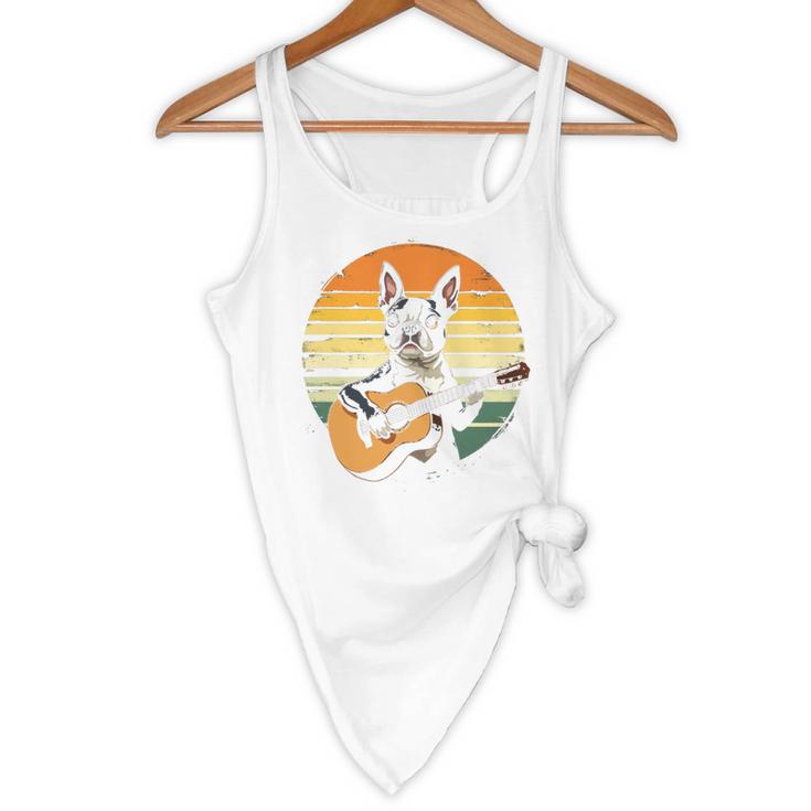 Boston Terrier Guitar Retro Flowy Tank, novelty gifts, funny gifts