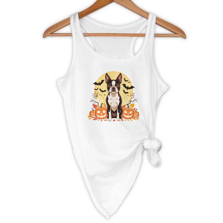 Boston Terrier Halloween Dog Lover Pumpkin Costume Flowy Tank, novelty gifts, funny gifts