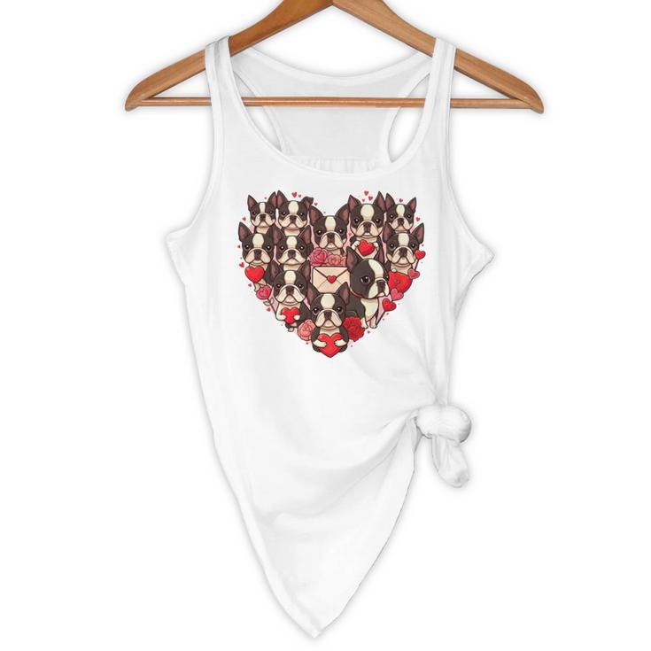 Boston Terrier Heart Valentine Boston Terrier Flowy Tank, novelty gifts, funny gifts