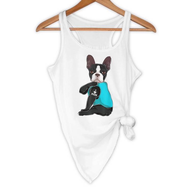 Boston Terrier I Love Mom Apparel Flowy Tank, novelty gifts, funny gifts
