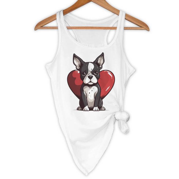 Boston Terrier Mom Dad Bostie Dog Lover Valentines Day Flowy Tank, novelty gifts, funny gifts