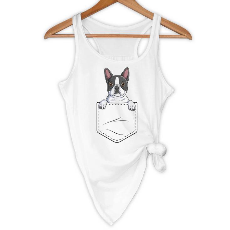 Boston Terrier In The Pocket Cute Boston Terrier Dog Lovers Men Women Girls Kids Flowy Tank, novelty gifts, funny gifts