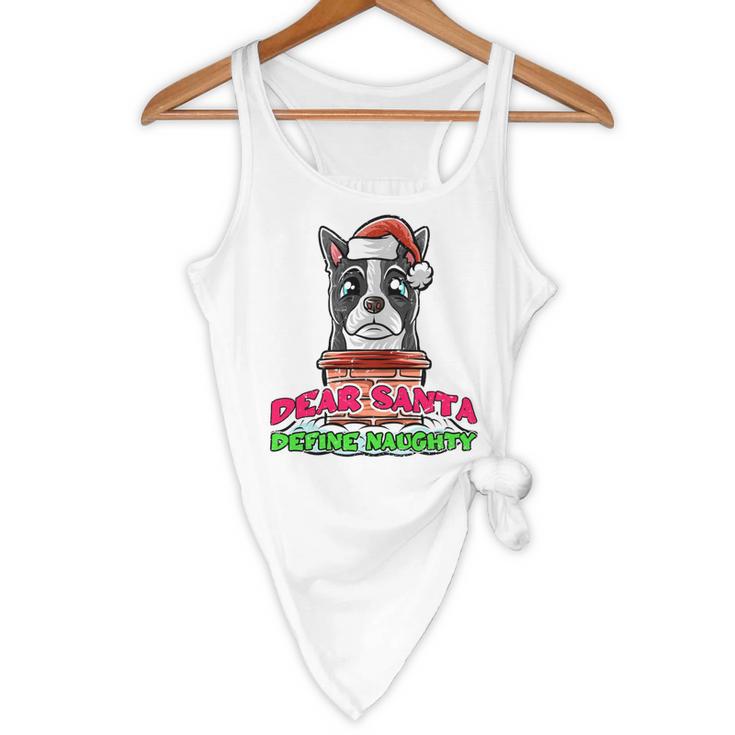 Boston Terrier Santa Claus Christmas Dog Flowy Tank, novelty gifts, funny gifts