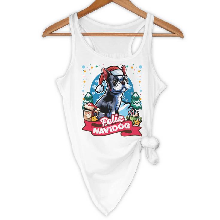 Boston Terrier Santa Claus Coffee Mug Merry Christmas Dogs Flowy Tank, novelty gifts, funny gifts