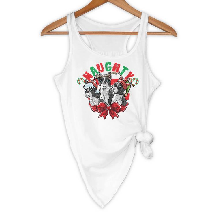 Boston Terrier Santa Claus Elf Reindeer Christmas Dog X-Mas Flowy Tank, novelty gifts, funny gifts