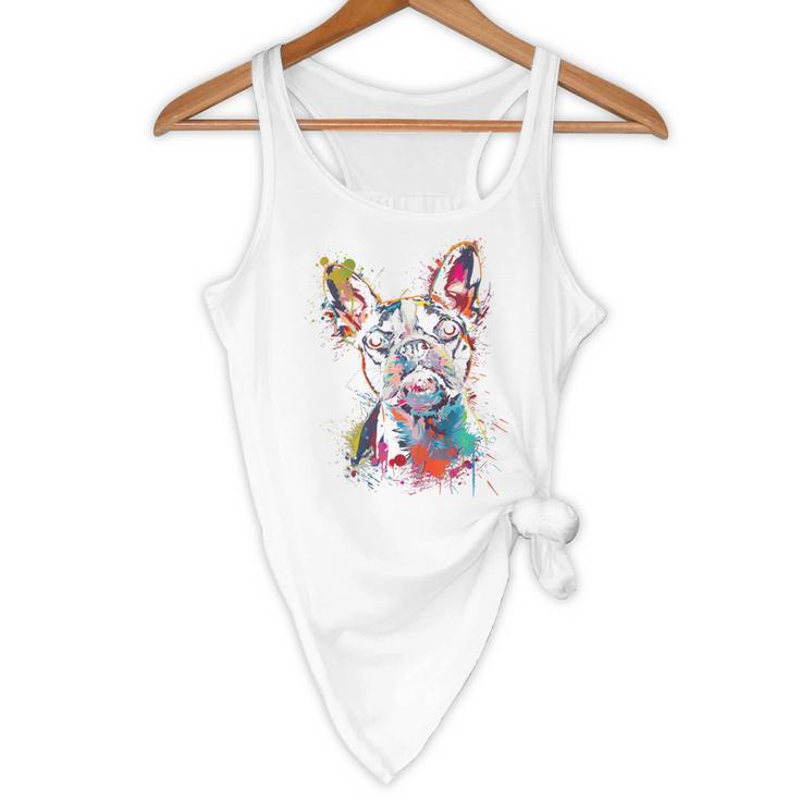 Boston Terrier Splash Flowy Tank, novelty gifts, funny gifts