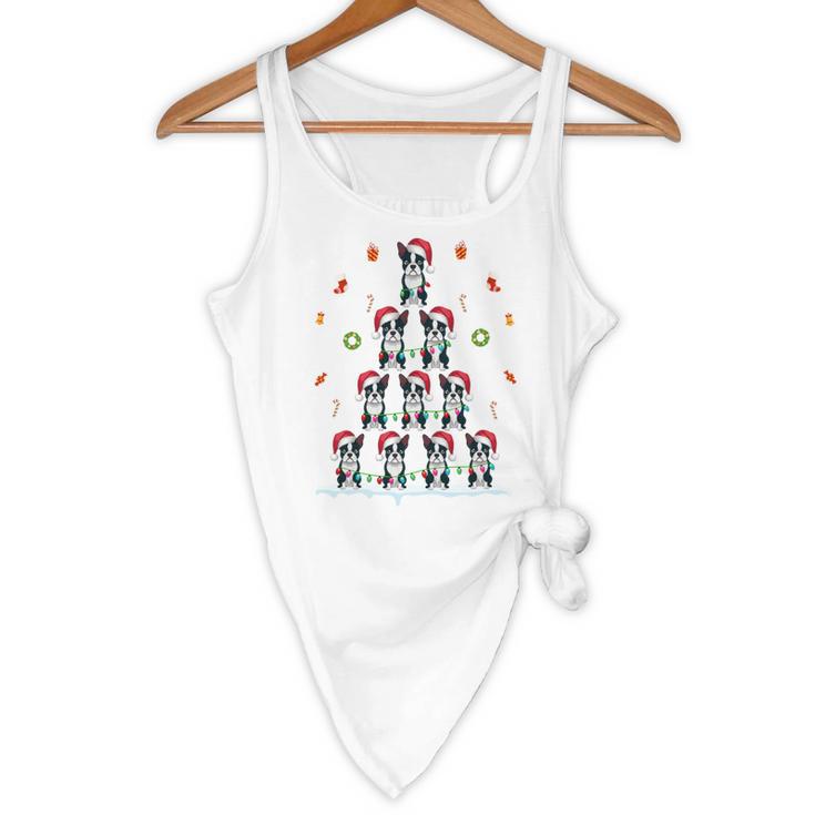 Boston Terrier Xmas Tree Lights For Men Women Boston Terrier Flowy Tank, novelty gifts, funny gifts