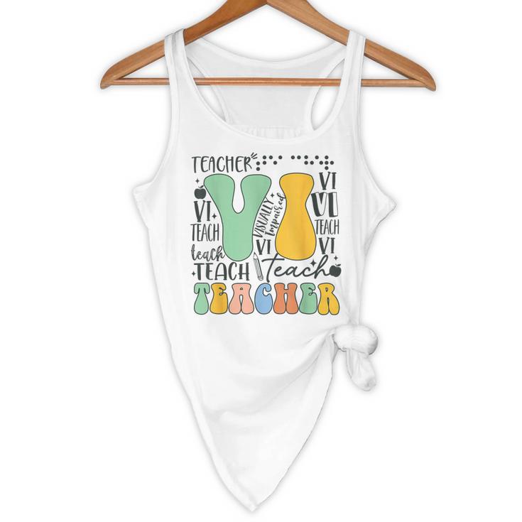 Braille Teacher Of The Visually Impaired Groovy VI Teacher Flowy Tank, novelty gifts, funny gifts