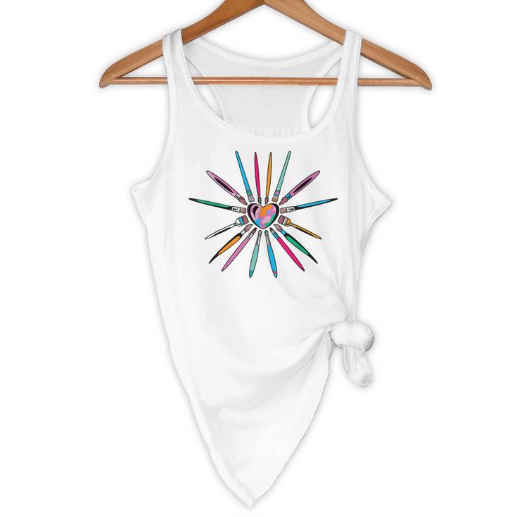 Cool Brush Heart Shape Art Teacher Paint For Artist Painter Flowy Tank, novelty gifts, funny gifts Cool Brush Heart Shape Art Teacher Paint For Artist Painter Flowy Tank, novelty gifts, funny gifts
