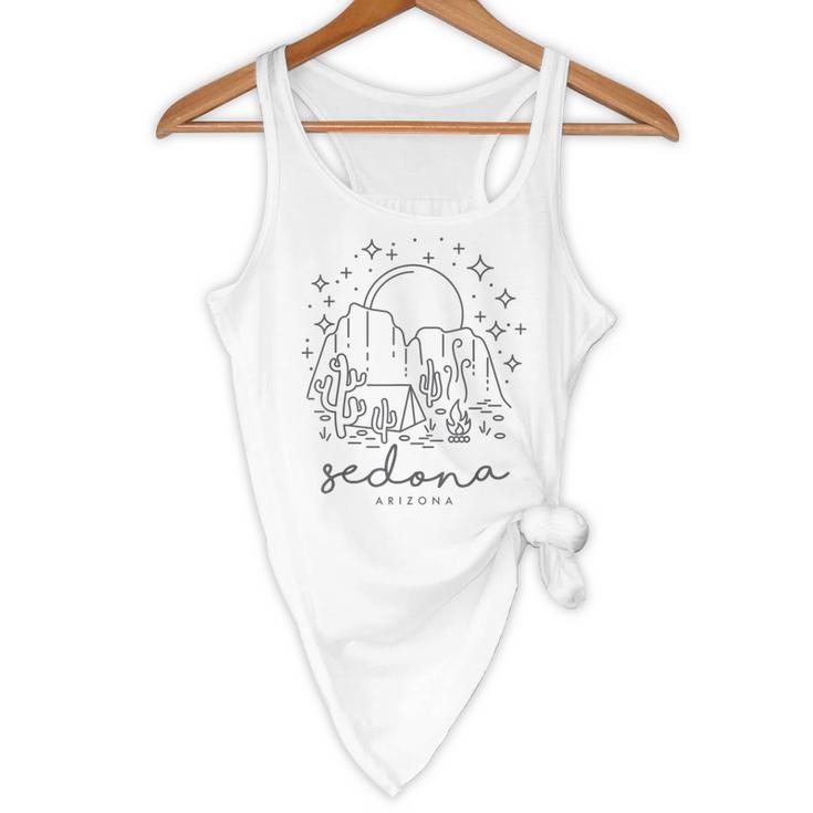 Cool Vintage Cactus Sedona Arizona Camping Souvenir Flowy Tank, novelty gifts, funny gifts