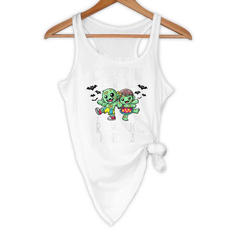 Creepin It Real Monster School Preschool Teacher Halloween Flowy Tank, novelty gifts, funny gifts