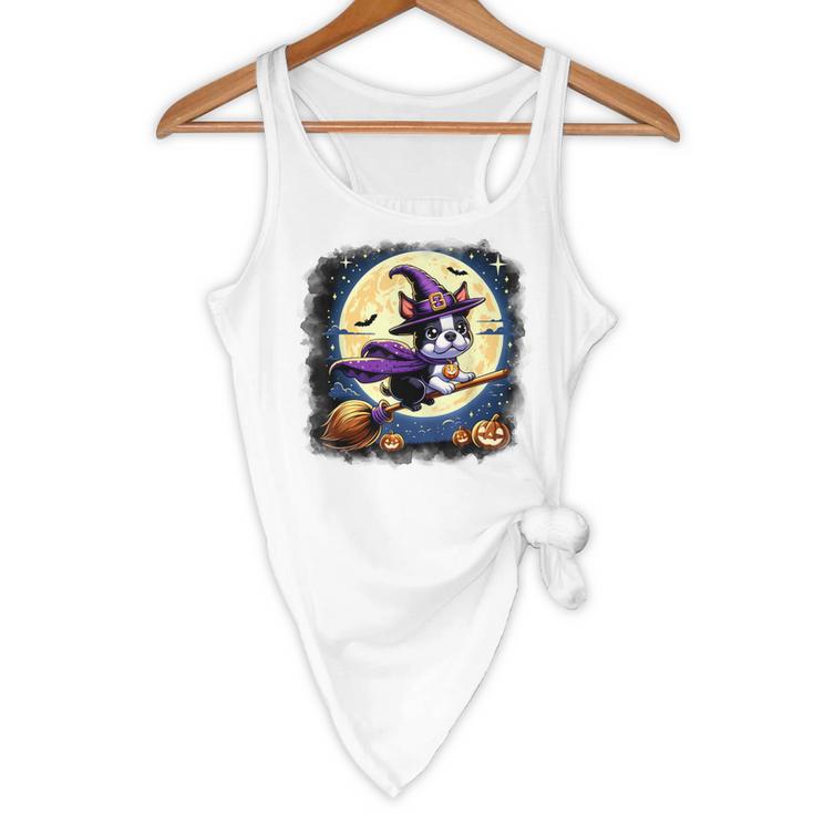 Cute Boston Terrier Halloween Costume Dog Lover Women Girls Flowy Tank, novelty gifts, funny gifts