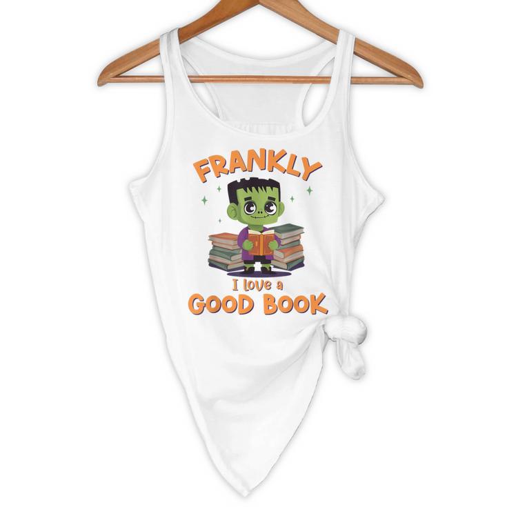 Cute Halloween Teacher Librarian Frankenstein Reading Books Flowy Tank, novelty gifts, funny gifts