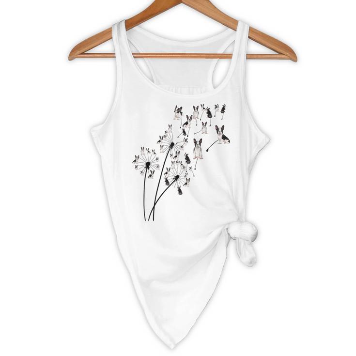 Dandelion Boston Terrier Flower Floral Bostie Tree Flowy Tank, novelty gifts, funny gifts