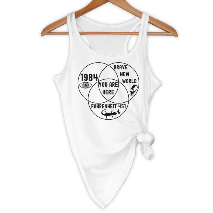 You Are Here Dystopian Venn Diagram English Teacher Bk Flowy Tank, novelty gifts, funny gifts You Are Here Dystopian Venn Diagram English Teacher Bk Flowy Tank, novelty gifts, funny gifts