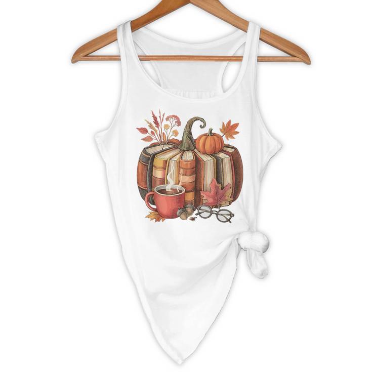 Fall Book Pumpkin Retro Reading Halloween Teacher Flowy Tank, novelty gifts, funny gifts Fall Book Pumpkin Retro Reading Halloween Teacher Flowy Tank, novelty gifts, funny gifts