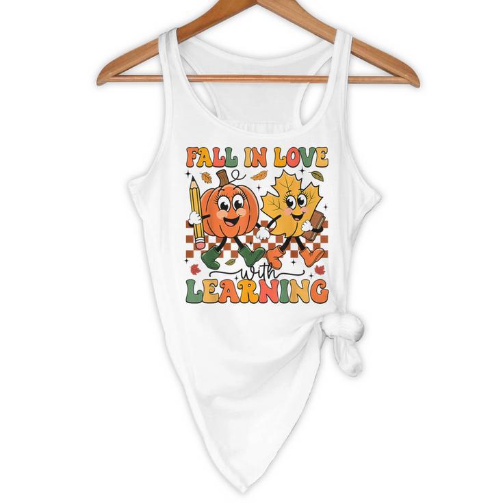 Fall In Love With Learning Thanksgiving Teacher Student Flowy Tank, novelty gifts, funny gifts Fall In Love With Learning Thanksgiving Teacher Student Flowy Tank, novelty gifts, funny gifts