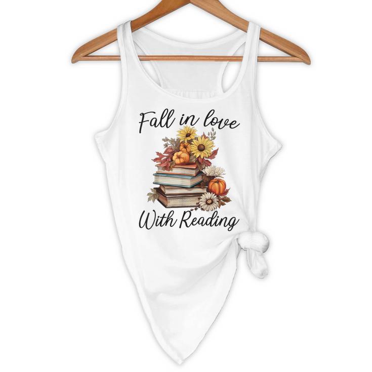 Fall In Love With Reading Book Autumn Teachers Pumpkins Flowy Tank, novelty gifts, funny gifts Fall In Love With Reading Book Autumn Teachers Pumpkins Flowy Tank, novelty gifts, funny gifts