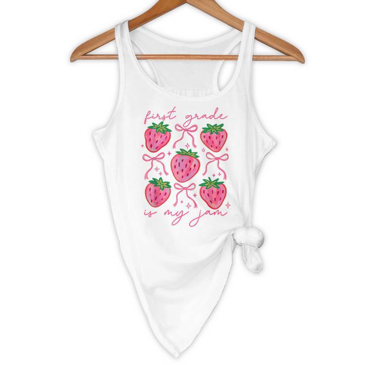 First Grade Is My Jam Strawberry First Grade Teacher Women Flowy Tank, novelty gifts, funny gifts First Grade Is My Jam Strawberry First Grade Teacher Women Flowy Tank, novelty gifts, funny gifts
