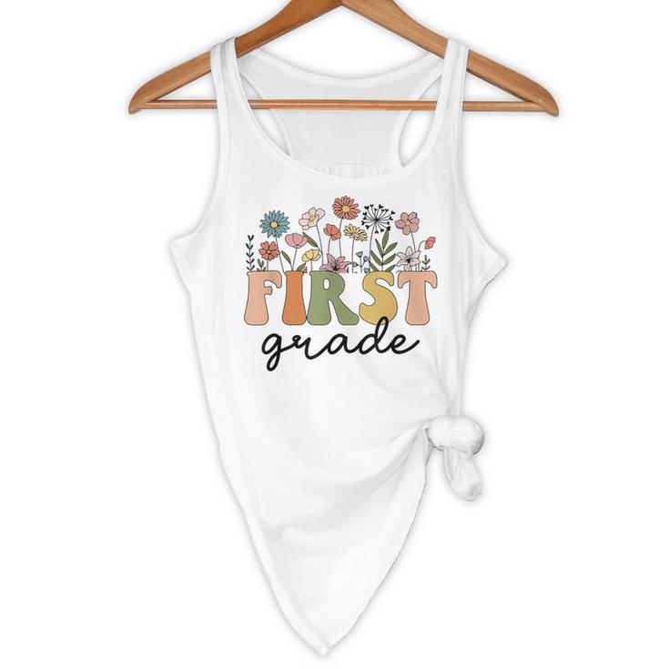 First Grade Teacher Wildflower Back To School Floral Outfits Flowy Tank, novelty gifts, funny gifts First Grade Teacher Wildflower Back To School Floral Outfits Flowy Tank, novelty gifts, funny gifts