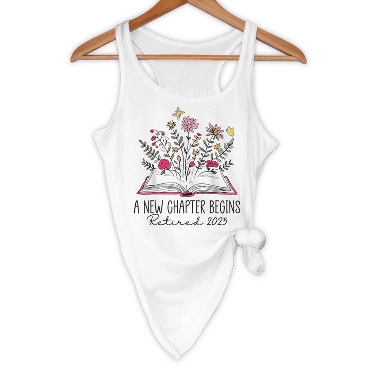 Floral Book a New Chapter Begins Retired Retirement Teacher Flowy Tank, novelty gifts, funny gifts