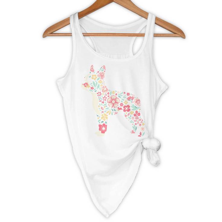 Floral FLower Boston Terrier Mom Grandma Flowy Tank, novelty gifts, funny gifts