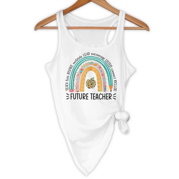 Future Teacher Cute Rainbow Leopard Teacher Outfit For Men Women Girls Kids Flowy Tank, novelty gifts, funny gifts Future Teacher Cute Rainbow Leopard Teacher Outfit For Men Women Girls Kids Flowy Tank, novelty gifts, funny gifts
