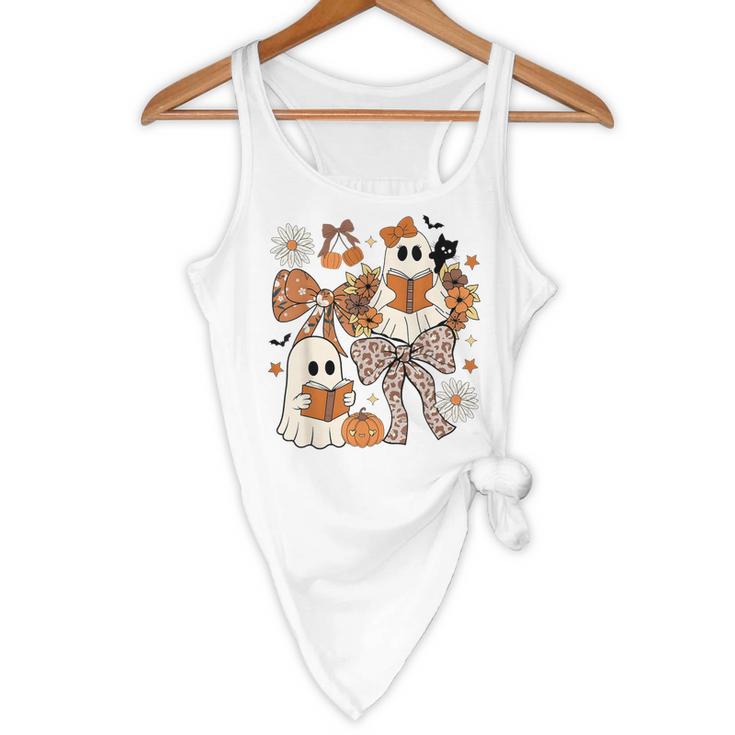 Ghost Reading Books Halloween Bow Spooky Teacher Student Flowy Tank, novelty gifts, funny gifts Ghost Reading Books Halloween Bow Spooky Teacher Student Flowy Tank, novelty gifts, funny gifts