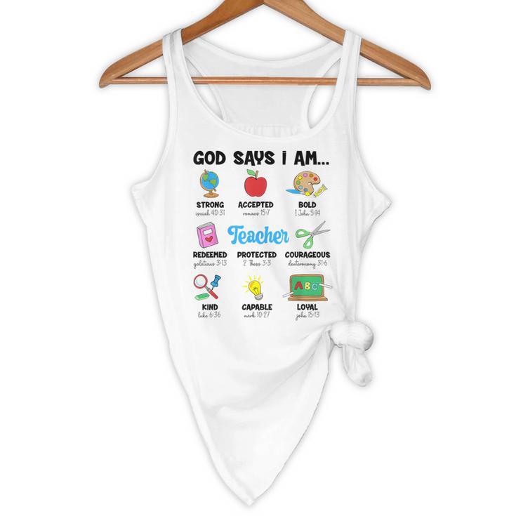 God Says Im Teacher Christian Back To School Religious Flowy Tank, novelty gifts, funny gifts God Says Im Teacher Christian Back To School Religious Flowy Tank, novelty gifts, funny gifts