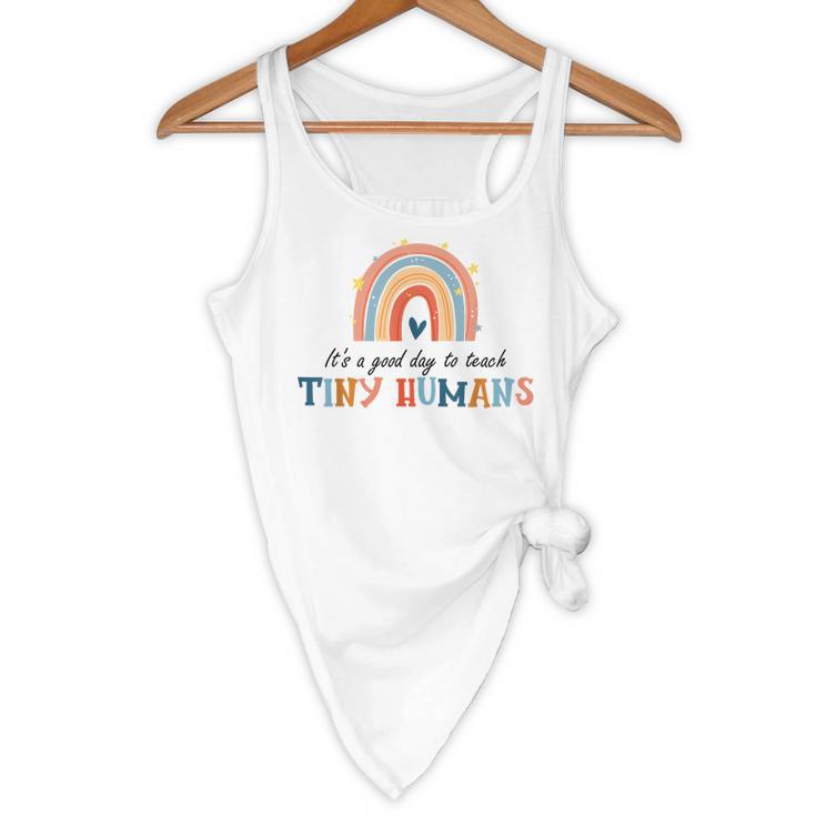 Good Day To Teach Tiny Humans Rainbow Teacher Flowy Tank, novelty gifts, funny gifts