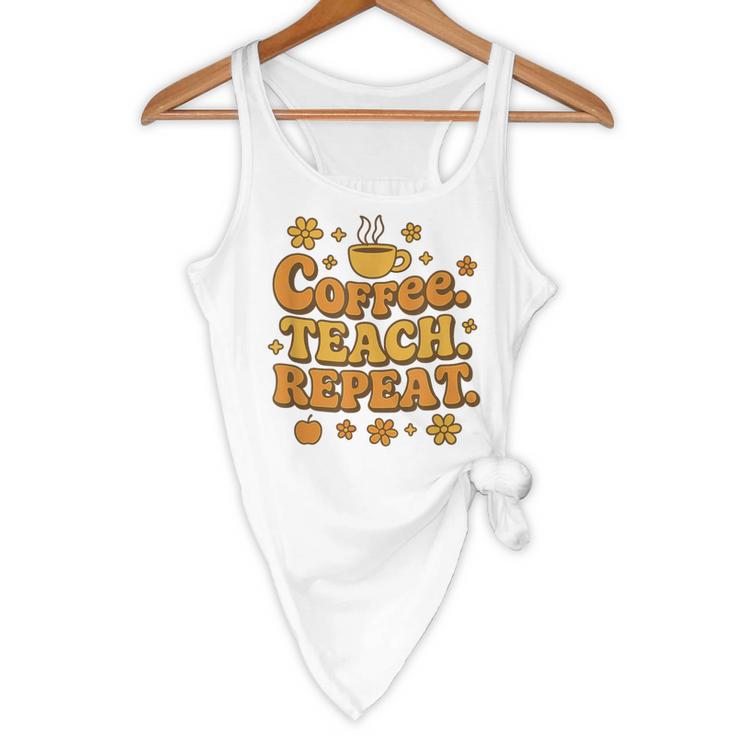 Groovy Coffee Teach Repeat Retro Teacher Flowy Tank, novelty gifts, funny gifts Groovy Coffee Teach Repeat Retro Teacher Flowy Tank, novelty gifts, funny gifts