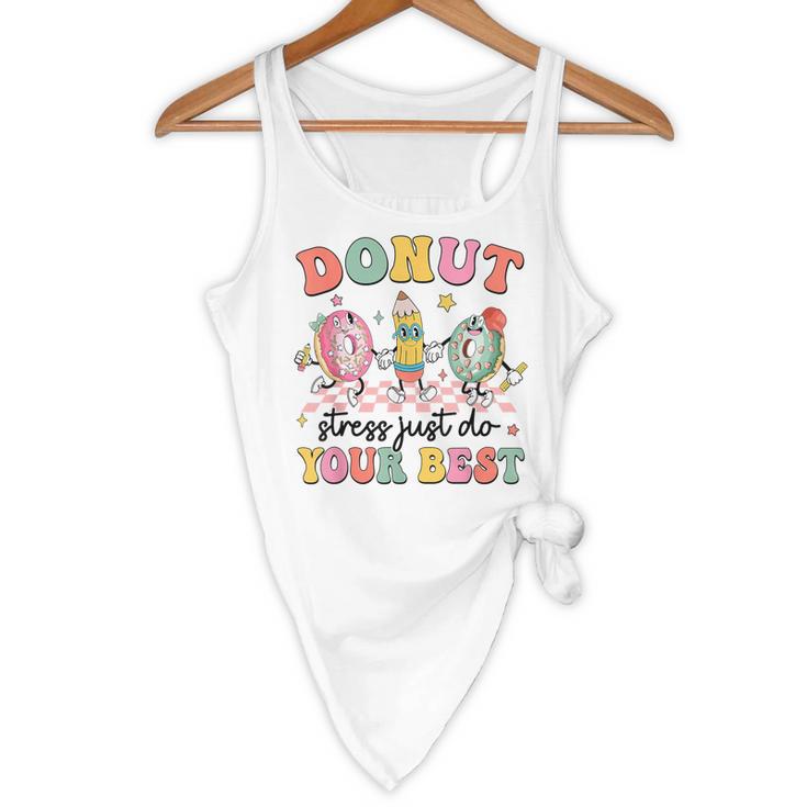 Groovy Donut Stress Just Do Your Best Testing Day Teachers Flowy Tank, novelty gifts, funny gifts Groovy Donut Stress Just Do Your Best Testing Day Teachers Flowy Tank, novelty gifts, funny gifts