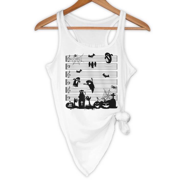 Halloween Music Note Clefs Spooky Ghost For Music Teacher Flowy Tank, novelty gifts, funny gifts