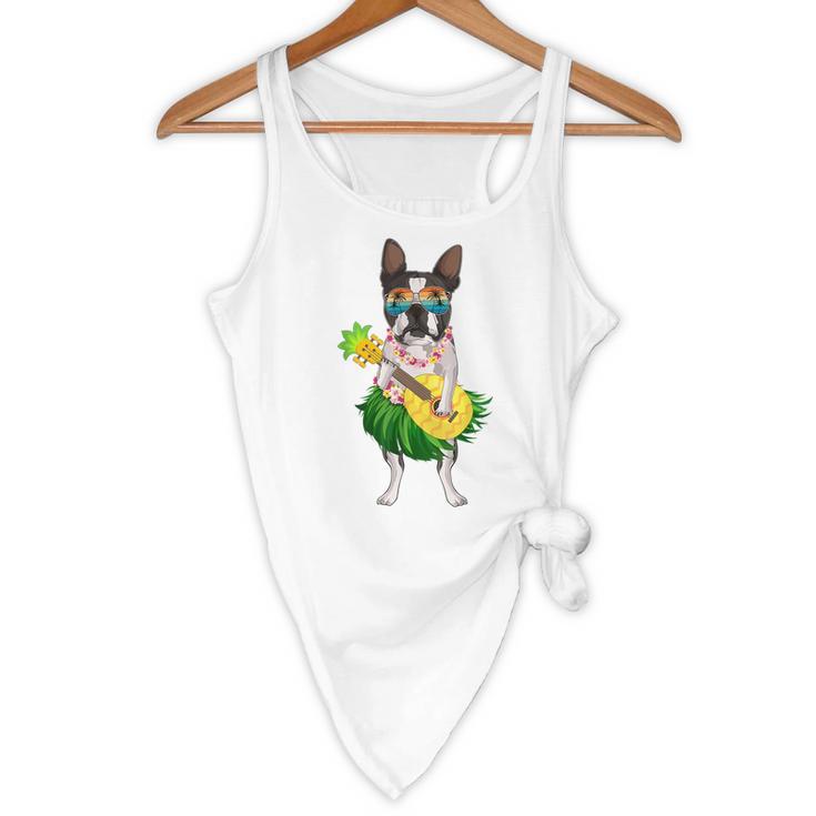 Hawaiian Boston Terrier Dog Pineapple Ukulele Summer For Men Women Girls Kids Flowy Tank, novelty gifts, funny gifts
