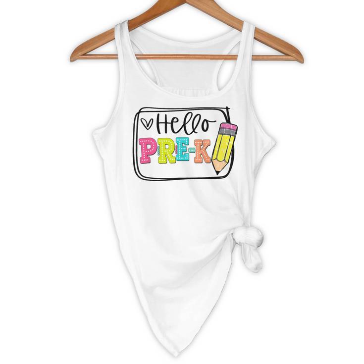Hello Pre-K Team Preschool Teacher Kids Back To School Flowy Tank, novelty gifts, funny gifts Hello Pre-K Team Preschool Teacher Kids Back To School Flowy Tank, novelty gifts, funny gifts