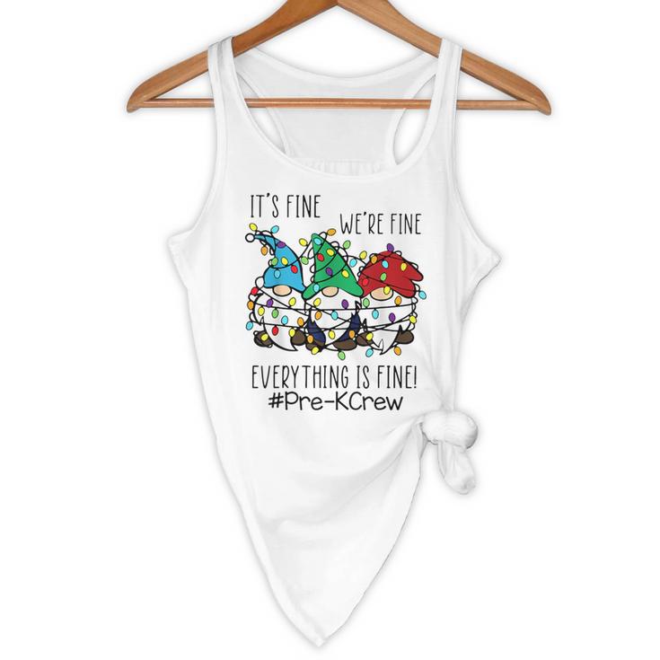 It's Fine We'Re Fine Gnome Pre-K Teacher Christmas Light For Men Women Flowy Tank, novelty gifts, funny gifts