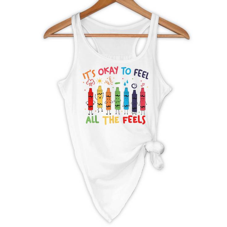 Its Okay To Feel All The Feels Mood Color Crayons Teacher Flowy Tank, novelty gifts, funny gifts Its Okay To Feel All The Feels Mood Color Crayons Teacher Flowy Tank, novelty gifts, funny gifts
