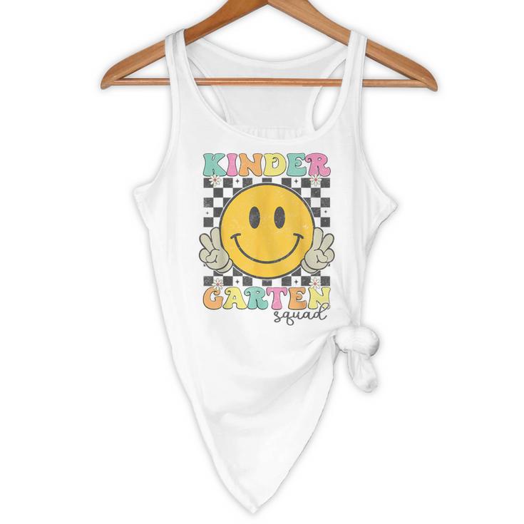Kindergarten Squad Smile Face Teachers Kids Back To School Flowy Tank, novelty gifts, funny gifts